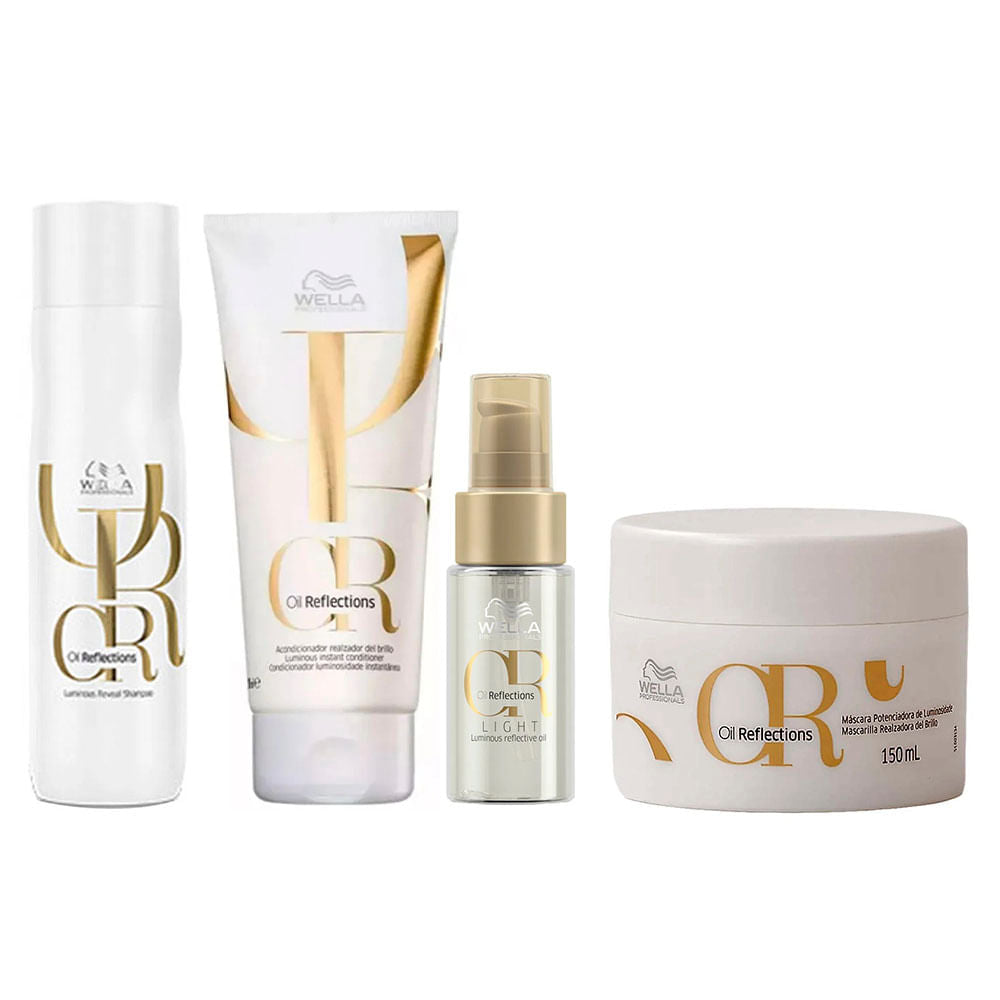Wella Professionals Oil Reflections Kit – Shampoo + Condicionador + Máscara + Óleo Capilar